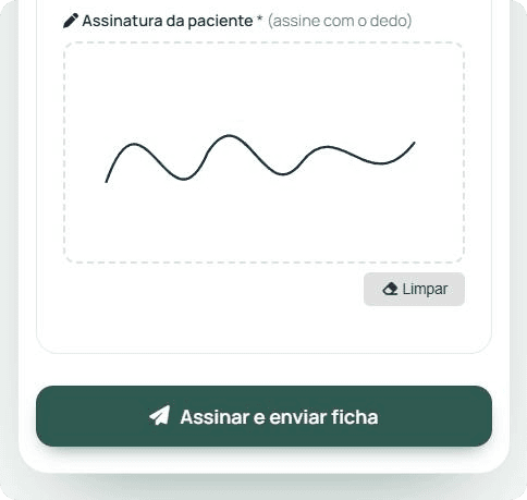 Assinatura da paciente com o dedo